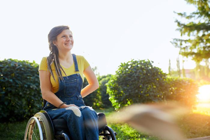 Young woman in wheelchair